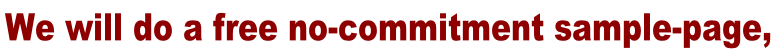 We will do a free no-commitment sample-page,